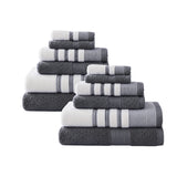 Plazatex Two Tone  Zero Twist 100% Cotton Soft & Absorbent 12 Piece Bathroom Towel Set