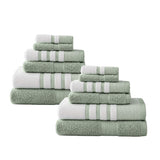 Plazatex Two Tone  Zero Twist 100% Cotton Soft & Absorbent 12 Piece Bathroom Towel Set