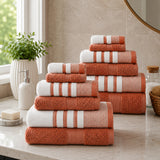 Plazatex Two Tone  Zero Twist 100% Cotton Soft & Absorbent 12 Piece Bathroom Towel Set
