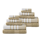 Plazatex Two Tone  Zero Twist 100% Cotton Soft & Absorbent 12 Piece Bathroom Towel Set