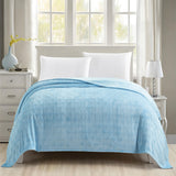 Plazatex Amrani Embossed Blanket Polyester Ultra Soft Plush Bed Blanket Queen 90"x90" Light Blue