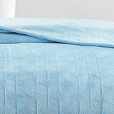 Plazatex Amrani Embossed Blanket Polyester Ultra Soft Plush Bed Blanket Queen 90"x90" Light Blue