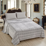 Plazatex Peralto Printed Soft Warm Lightweight 100% Polyester Plush Blanket Queen 90" x 90" Grey