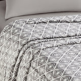 Plazatex Peralto Printed Soft Warm Lightweight 100% Polyester Plush Blanket Queen 90" x 90" Grey