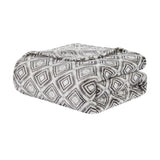 Plazatex Peralto Printed Soft Warm Lightweight 100% Polyester Plush Blanket Queen 90" x 90" Grey