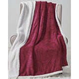 Plazatex Caesar Sherpa Decorative Super Soft Throw Blanket for Sleep/Decor 50" x 60" Burgundy