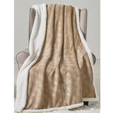 Plazatex Louvre Sherpa Decorative Super Soft Throw Blanket for Sleep/Decor 50" x 60" Taupe