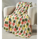 Plazatex Natural Pineapple All Season Plush Decorative Throw Blanket 50" x 70" Yellow