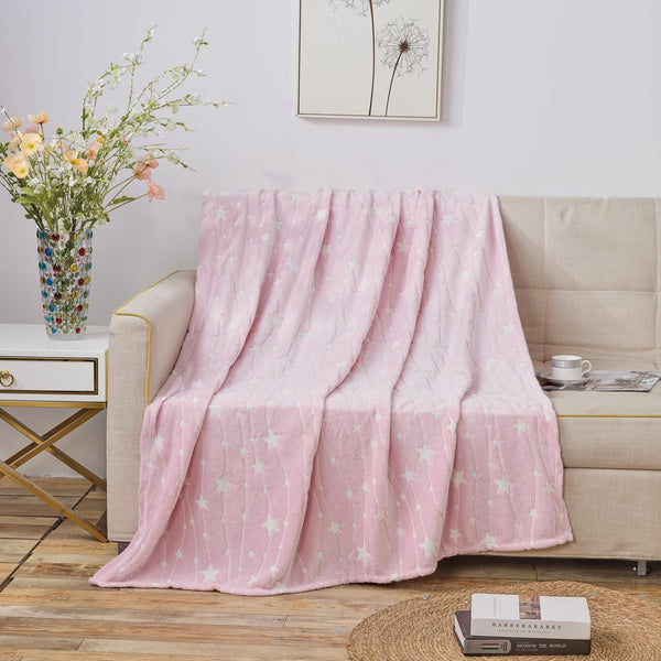 Plazatex Star Light Soft & Cozy Glow in the Dark Throw Blanket Ideal for Bedroom