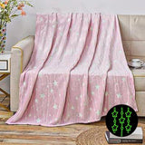Plazatex Star Light Soft & Cozy Glow in the Dark Throw Blanket Ideal for Bedroom & Living Room Decor 50"x60" Pink