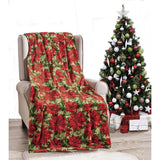 Plazatex Christmas plush Decorative Poinsettia Machine Washable Throw 50" x 60" Red