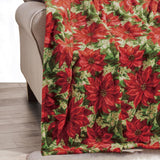 Plazatex Christmas plush Decorative Poinsettia Machine Washable Throw 50" x 60" Red