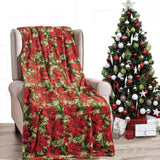 Plazatex Christmas plush Decorative Poinsettia Machine Washable Throw 50" x 60" Red