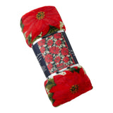 Plazatex Christmas plush Decorative Poinsettia Machine Washable Throw 50" x 60" Red