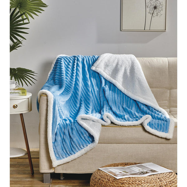 Plazatex Corduroy Sherpa All Season Decorative Throw Blanket 50" x 60" Light Blu