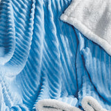 Plazatex Corduroy Sherpa All Season Decorative Throw Blanket 50" x 60" Light Blue