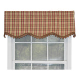 RLF Home Bazaar Plaid Trimmed Provance 100% Cotton with Fully Lined 3" Rod Pocket Valnance for Windows 50" x 15" Cornflower