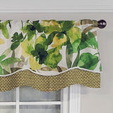 RLF Home Jungla Trimmed Glory 100% Cotton with Fully Lined 3" Rod Pocket Valnance for Windows 50" x 16" Forest
