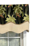RLF Home Shadow Gimp Trim Detail Printed Palm Glory High Quality Valance 3" Rod Pocket 50" x 16" Ebony Black