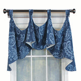 RLF Home Paisley Tab Window Treatment Valance 4" Top Tabs 50" x 20" Blue