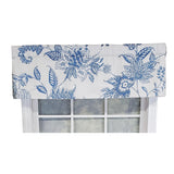 RLF Home Natalia Tailored Valance High Quality Window Treatment 3" Rod Pocket 50" x 14" Cyan Blue/White