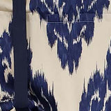 RLF Home Flame Large Damask Flame Design Tie-Up Window Treatment Valance 3" Rod Pocket 50" x 23" Navy Blue/Ivory