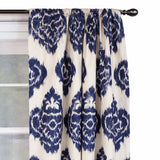 RLF Home Flame Large Damask Flame Design Pair Of Lined Panels 3" Rod Pocket (Pair) Navy Blue/Ivory
