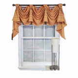 RLF Home Modern Design Orange Lane Victory Swag 3-Scoop Window Valance 50" x 25" Mustard