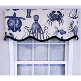 RLF Home Modern Design Classic Aquarium Provance Style Window Valance 50" x 17" Navy