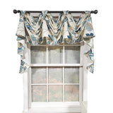 RLF Home Samanta 3" Tab Top Luxurious and Elegant Window Treatment 3-Scoop Victory Swag 56" x 18" Blue