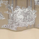 RLF Home French Tableau Classic Toile Stripe and Solid Fabric Gimp Trim Ivory Lining No Header Glory Valance 50" X 16"