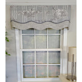 RLF Home French Tableau Classic Toile Stripe and Solid Fabric Gimp Trim Ivory Lining No Header Glory Valance 50" X 16"