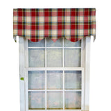 RLF Home Rural Plaid Regal 3" Rod Pocket Lining Luxurious and Elegant Window Treatment Valance 50" x 17" Red