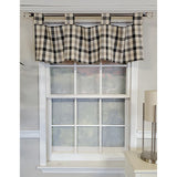 RLF Home Bison Check Tab 4" Tabs Tab Top Lining Luxurious and Elegant Window Treatment Valance 50" x 15" Black