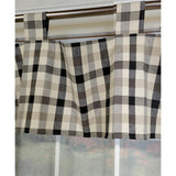 RLF Home Bison Check Tab 4" Tabs Tab Top Lining Luxurious and Elegant Window Treatment Valance 50" x 15" Black
