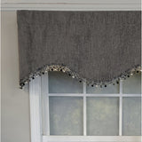 RLF Home 3" Rod Pocket High Quality Fabric Jasper Cornice Valance with Tassel Trim for Windows 50" x 17" Charcoal