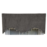 RLF Home 3" Rod Pocket High Quality Fabric Jasper Cornice Valance with Tassel Trim for Windows 50" x 17" Charcoal