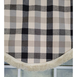 RLF Home 3" Rod Pocket High Quality Fabric Bison Check Cornice Valance with Brush Trim for Windows 50" x 17" Black