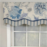 RLF Home 3" Rod Pocket High Quality Fabric Chloe Glory Valance for Windows 50" x 16" Blue