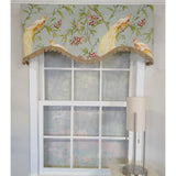 RLF Home 3" Rod Pocket High Quality Fabric Long Tail Cornice Valance With Scalloped Trim for Windows 50" x 17" Sky