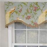 RLF Home 3" Rod Pocket High Quality Fabric Long Tail Cornice Valance With Scalloped Trim for Windows 50" x 17" Sky