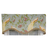 RLF Home 3" Rod Pocket High Quality Fabric Long Tail Cornice Valance With Scalloped Trim for Windows 50" x 17" Sky