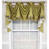 RLF Home 4" Top Tab High Quality Fabric Trellis 3-Scoop Victory Swag for Windows 54" x 25" Sage