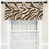 RLF Home 4" Top Tab High Quality Fabric Zebra Tab Valance for Windows 50" x 16" Brown