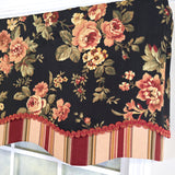 RLF Home 100% Cotton Lancaster Glory  Fully lined Windows Rod Pocket Valance 50" x 16"  Black