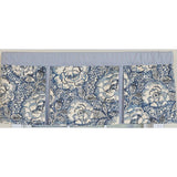 RLF Home 100% Cotton Peony Ball Pleated  Unlined Windows Rod Pocket Valance 50" x 17"  Blue