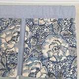 RLF Home 100% Cotton Peony Ball Pleated  Unlined Windows Rod Pocket Valance 50" x 17"  Blue