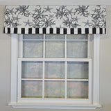 RLF Home Reef Banded Valance Collection - 100% Cotton Window Treatment 50" x 16"  Black
