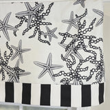 RLF Home Reef Banded Valance Collection - 100% Cotton Window Treatment 50" x 16"  Black