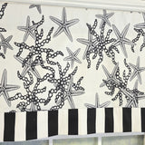 RLF Home Reef Banded Valance Collection - 100% Cotton Window Treatment 50" x 16"  Black